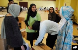 Volunteers with the Islamic Society of Greater Houston, pack donations at a mosque that was being used as a shelter, in Houston, Texas, Aug. 31, 2017.