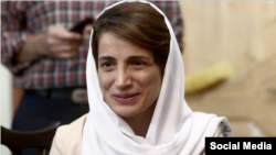 Jailed Iranian human rights lawyer Nasrin Sotoudeh, seen here in this photo shared on social media prior to her June 2018 imprisonment, had health complications from a recent hunger strike, her husband told VOA Persian in an Oct. 13, 2020, interview.