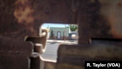 San Luís Río Colorado, Sonora, Mexico, as seen through border fencing in Arizona.
