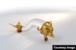 An artifact on display at the exhibition 'Crimea: Gold and Secrets of the Black Sea' at the Allard Pierson Museum in Amsterdam,