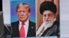 FILE - A huge screen shows U.S. President Donald Trump, left, and Iranian Supreme Leader Ayatollah Ali Khamenei in Tokyo, Jan. 8, 2020. Trump has revived his "maximum pressure" on Iran policy from his first term, but with significant changes.