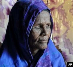 Ibado Mahmud, 50, at the Dagahaley camp in Dadaab, Kenya. Mahmud had her eyes removed by Ethiopian troops before travelling to the camps. Doctors believe she is suffering from post-traumatic stress disorder.