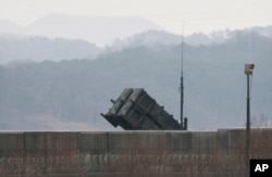 A U.S. Patriot missile is seen at the Osan U.S. Air Base in Pyeongtaek, South Korea, Feb. 13, 2016.