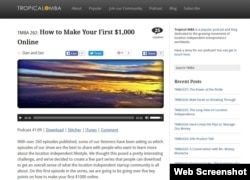 A screen grab of Tropical MBA's website.