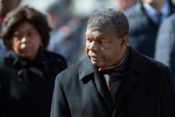 President of Angola Joao Lourenco attends a wreath laying ceremony at the Tomb of the Unknown Soldier by the Kremlin wall in Moscow, Russia, April 4, 2019.