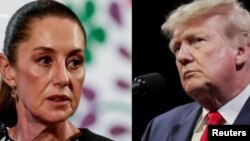 La presidenta de México, Claudia Sheinbaum, y el presidente de EEUU, Donald Trump, aparecen en un combo de fotografías de archivo.