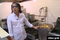 Nguy Vu, the owner of the Kobe House restaurant in Falls Church, Virginia, said it takes about 12 hours to make the soup. When it is almost done, he adds a carefully chosen collection of special spices to the bubbling cauldron.