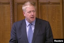 Former British Foreign Secretary Boris Johnson speaks in Parliament in London, March 12, 2019, in this screen grab taken from video.