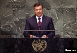 President of Ukraine Viktor Yanukovych addresses the 67th United Nations General Assembly at U.N. headquarters in New York, September 26, 2012.