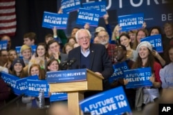 Democratic presidential candidate Sen. Bernie Sanders, I-Vt., smiles during a campaign stop at Great Bay Community College, Sunday, Feb. 7, 2016, in Portsmouth, N.H.