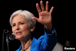 FILE - Green Party presidential candidate Jill Stein speaks at a campaign rally in Chicago, Illinois, Sept. 8, 2016.