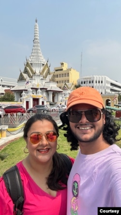 Kumkum Sharma and her husband, Vinayak Gawankar, pose in Bangkok. (Photo courtesy of Kumkum Sharma)