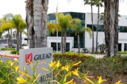 FILE - Gilead Sciences pharmaceutical company is seen during the outbreak of the coronavirus disease (COVID-19), in La Verne, California.
