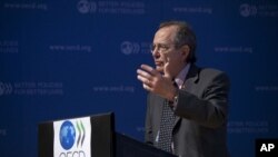 OECD chief economist, Pier Carlo Padoan during a press conference held at the OECD headquarters in Paris, France, September 8, 2011.