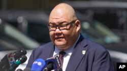 FILE - Steven Cheung, who served as communications director during Donald Trump's first term as president, speaks to reporters in New York, May 28, 2024.