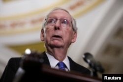 Senate Minority Leader Mitch McConnell, a Republican from Kentucky, delivers remarks during a Republican Caucus press conference at the U.S. Capitol in Washington on Jan. 9, 2024.