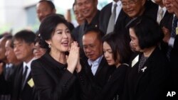 Former Thai Prime Minister Yingluck Shinawatra arrives at the Supreme Court for last day of the hearing in Bangkok, Thailand, July 21, 2017.