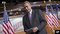 Speaker of the House John Boehner after meeting with reporters as Congress prepares to shut down until after the elections in November, Sept. 21, 2012.