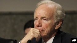Senate Homeland Security and Governmental Affairs Committee Chairman Sen. Joseph Lieberman, I-Conn., on Capitol Hill in Washington, May 23, 2012