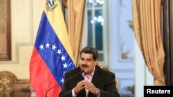Presiden Venezuela, Nicolas Maduro , di Istana Miraflores, Caracas, Venezuela, 28 Januari 2019. 