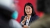 ARCHIVO - La candidata presidencial Keiko Fujimori habla en una conferencia de prensa en Lima, Perú, el 12 de junio de 2021. Un juez prohibió a Keiko Fujimori salir de Perú el miércoles 31 de mayo de 2023.