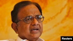 India's Finance Minister Palaniappan Chidambaram speaks during an interview with Reuters in New Delhi, Oct. 7, 2013. 