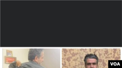 Two reporters — Abdul Mateen Achakzai, upper right, and Saeed Khan Achakzai —show their injuries that they claim they received while being held by security forces in Pakistan's Baluchistan province. (Niamatullah Sarhadi/VOA)