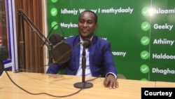 Somali journalist Abdalle Ahmed Mumin is seen at work in a broadcast studio. (Courtesy - Abdalle Ahmed Mumin)