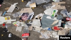 Debris is seen at the scene where many people died and were injured in a stampede during Halloween festivities in Seoul, South Korea, Oct. 30, 2022.