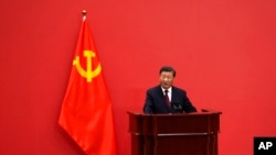 Chinese President Xi Jinping speaks at an event to introduce new members of the Politburo Standing Committee at the Great Hall of the People in Beijing, Oct. 23, 2022. 