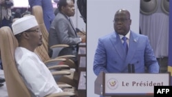 Le président tchadien Mahamat Idriss Deby Itno (à g.) et son homologue de la RDC, Félix Tshisekedi, président en exercice de la CEEAC.