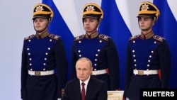 El presidente ruso, Vladimir Putin, asiste a una ceremonia para declarar la anexión de los territorios controlados por Rusia de cuatro regiones ucranianas de Donetsk, Lugansk, Kherson y Zaporizhzhia, en Moscú, Rusia, el 30 de septiembre de 2022.