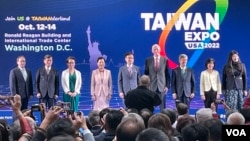 参加2022年10月12日“台湾形象展”美台嘉宾。(美国之音锺辰芳拍摄)