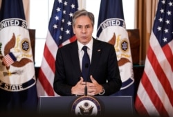 FILE - Secretary of State Antony Blinken addresses the press July 1, 2021, in Washington.