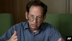 Jeffrey Fowle, an American detained in North Korea, speaks to the Associated Press in Pyongyang on Sept. 1, 2014.