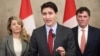 Perdana Menteri Kanada Justin Trudeau berbicara dalam konferensi pers di Parliament Hill, Ottawa, pada 1 Februari 2025. (Foto: AFP)