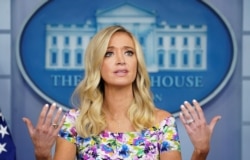 White House Press Secretary Kayleigh McEnany speaks to reporters at the White House in Washington, July 1, 2020.