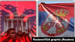 Zastave Albanije i Srbije, ilustrativna fotografija