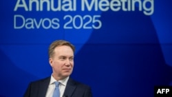 World Economic Forum president and CEO Borge Brende looks on during a press conference to present the upcoming WEF annual meeting held in Davos, in Geneva, on Jan. 14, 2025. 