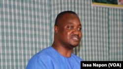 Le président du Comité de haut niveau sur la filière coton et ministre Harouna Kabore lors de son allocution à l'atelier, à Ouagadougou, le 13 mars 2019. (VOA/Issa Napon)