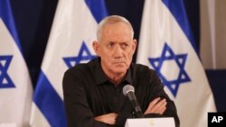 ইসরাইলের যুদ্ধ বিষয়ক মন্ত্রিসভার সদস্য অবসরপ্রাপ্ত জেনারেল বেনি গ্যান্টজ। ফটোঃ ২৮ অক্টোবর, ২০২৩। 