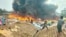 A fire breaks out in the Kutupalong Rohingya refugee camp in Cox’s Bazar, Bangladesh, Dec. 24, 2024. (Md. Jamal for VOA)
