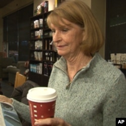 Sally Shafor gets a cup of coffee at a Starbucks in Alexandria, Virginia.