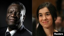 Congolese doctor Denis Mukwege and Yazidi activist Nadia Murad won the 2018 Nobel Peace Prize on October 5, 2018 for their work in fighting sexual violence in conflicts around the world. (AFP PHOTO)
