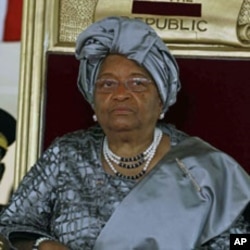 Liberian President Ellen Johnson-Sirleaf sits at a ceremony to mark her second presidential inauguration at the Capitol in Monrovia, Liberia, January 16, 2012.