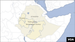 Map of Ethiopia.
