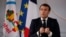 French President Emmanuel Macron delivers his speech after a meeting via video-conference with leaders of the G5 Sahel, Feb. 16, 2021 in Paris.