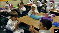 Students at the Muslim American Youth Academy in Dearborn, Michigan follow the standard state curriculum. They also learn about Islam and take Arabic as a foreign language.