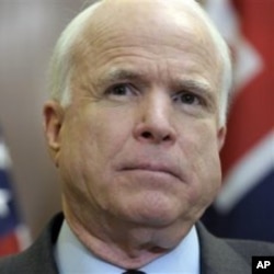 Sen. John McCain, R-Ariz., talks about Libva during a news conference in the Russell Senate Office building, on Capitol Hill in Washington (File Photo)