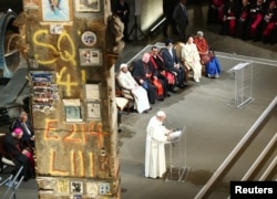 Pope Francis conducts a multi-religious service at the 9/11 Memorial and Museum in New York City, Sept. 25, 2015.
